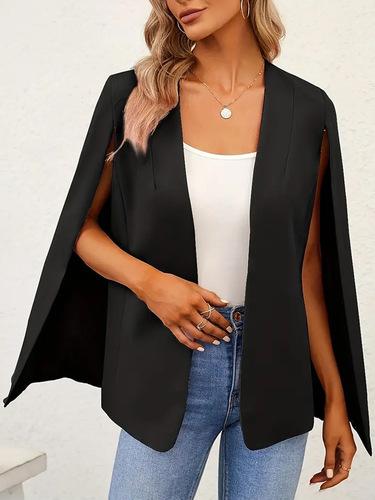 Women's Overcoat Blazer Vest Outerwear with Cape and Small Suit in Multiple Colors