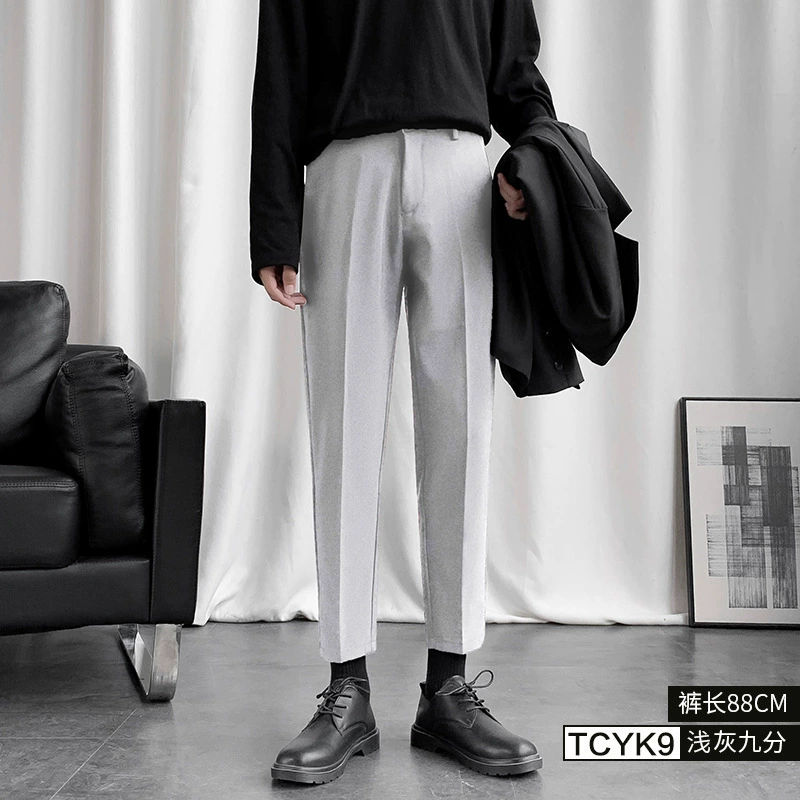 Стильные брюки, мужской костюм на весну, корейский стиль, slim fit, свободный прямой крой