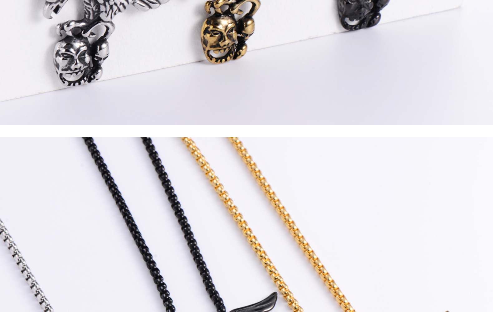18g Weight 18K Gold Plated Plating Material 304 Stainless Steel Chain Material 304 Stainless Steel Material Animal Pattern Men'S Gender Retro Style Retro Animal 304 Stainless Steel 18K Gold Plated Men'S 13