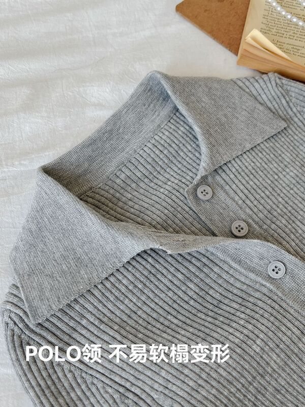 韩系Polo领针织衫女秋冬长袖套头打底衫毛衣修身显瘦外穿内搭上衣|undefined