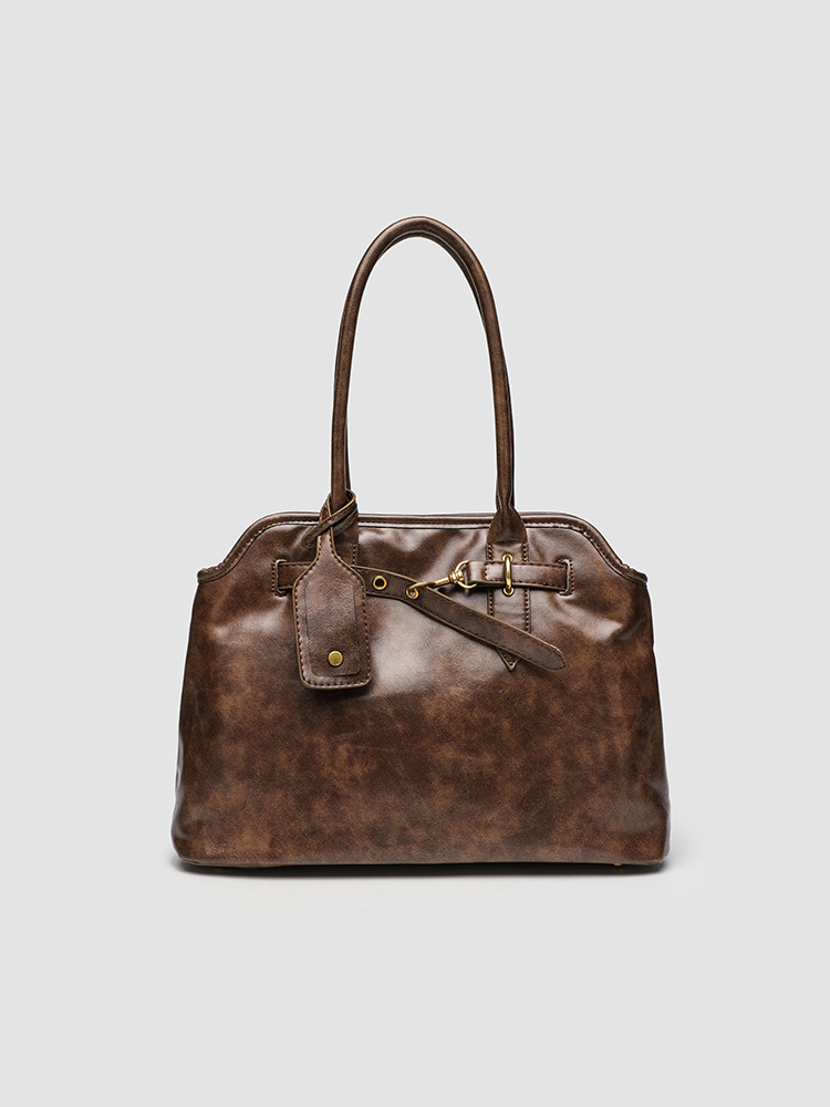 Bolso maletín retro perezoso para mujer, textura de gran capacidad, diseño de nicho simple y versátil, bolso portátil de un solo hombro