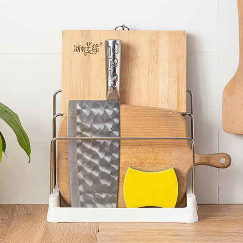 Kitchen adjustable storage rack, chopping board rack, knife holder, integrated rag sponge wiper, storage rack for cutting boards