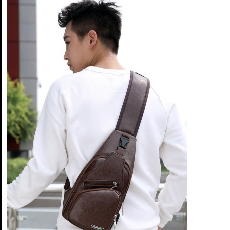 2023 New Chest Bag, Single Shoulder Bag, USB Charging Men's Crossbody Bag, Simple and Versatile, Simple and Stylish