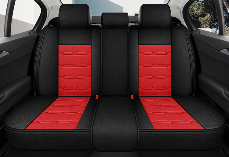 Linen Car Seat Cushion All-Inclusive Cartoon Seat Cover Four-Season Universal Car Cushion Seat Cover Small Car Seat Cushion