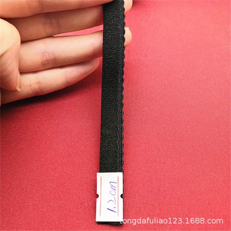 厂家批发供应内衣文胸弹力芽边带1.2cm涤纶双面绒松紧月牙带 W007