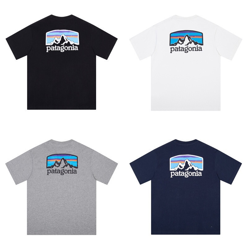 Patagonia-Style Loose-Fitting Round-Neck Short-Sleeve Unisex Cross-Border Outdoor Functional Mountain Print T-Shirt