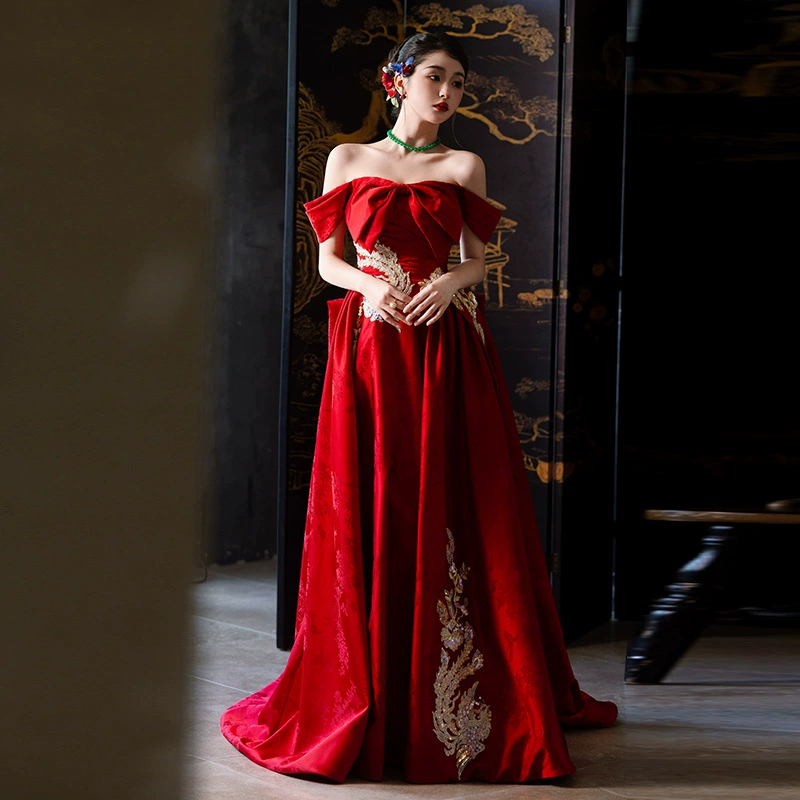Новое улучшенное традиционное китайское свадебное платье 2025 года, легкое роскошное нишевое высококачественное свадебное платье, оригинальный дизайн.