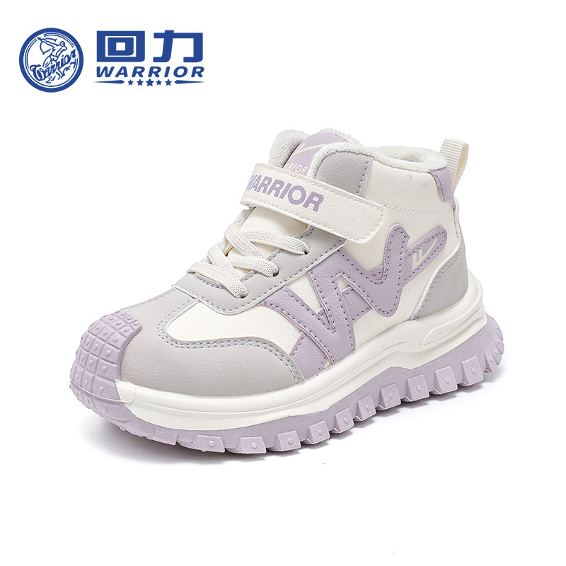 Zapatos de algodón de moda de color universal para niños Velcro fácil de usar y quitar zapatos deportivos casuales y zapatos cálidos de lana