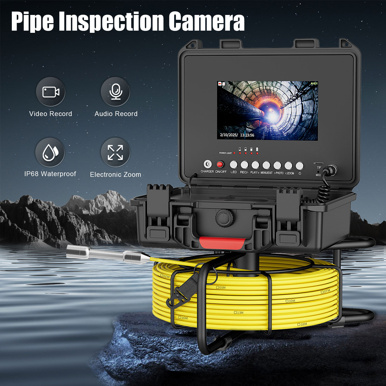 AHD endoscope, 1080P HD, 7 inch, 17-23mm probe
