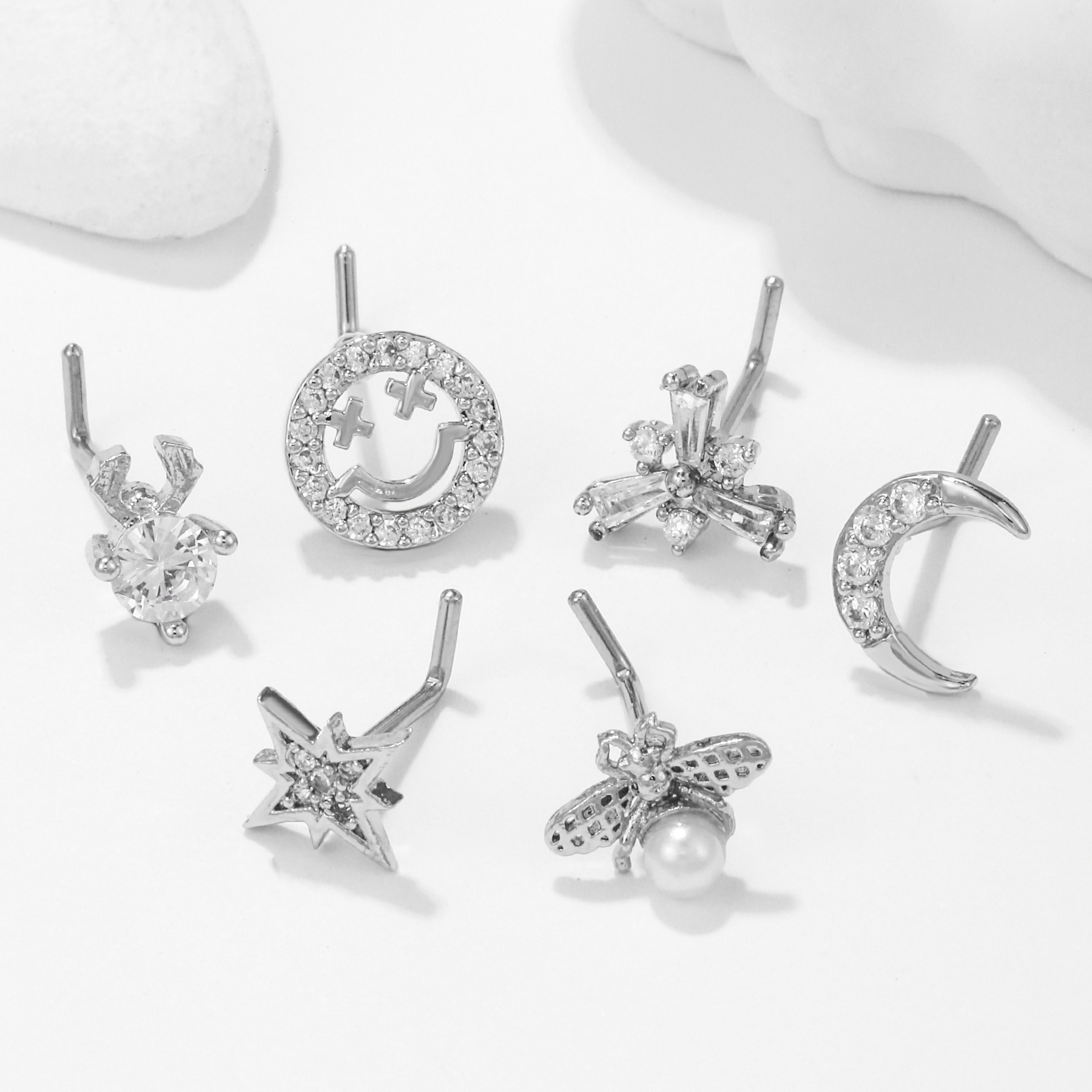 Fashion Geometric Copper Plating Rhinestones Nose studs 1 Piece