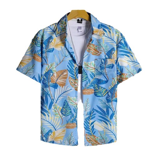 Vintage Summer Streetwear Brand Full Print Short-Sleeve Flower Shirt for Men Street Style Loose Couple Hawaiian Style Versatile Shirt