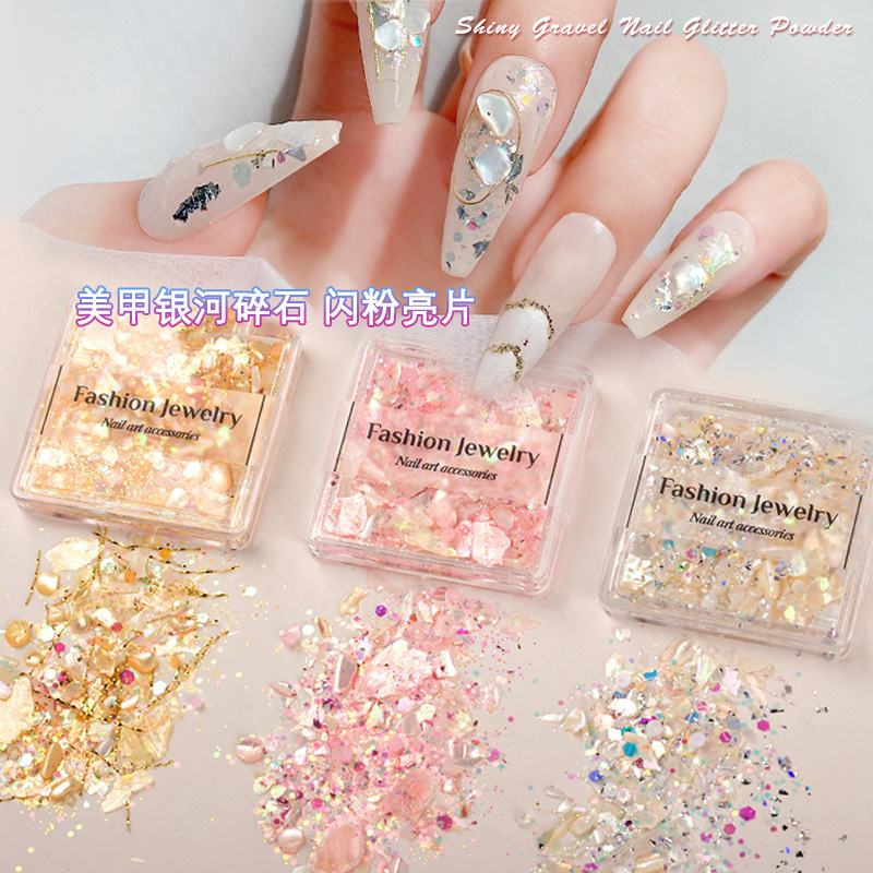 Nail Art Nail Adornment Sequins Glitter Stone Nail Stone Pearl Mixed Crystal Diamond Galaxy Powder Shell Magic Color