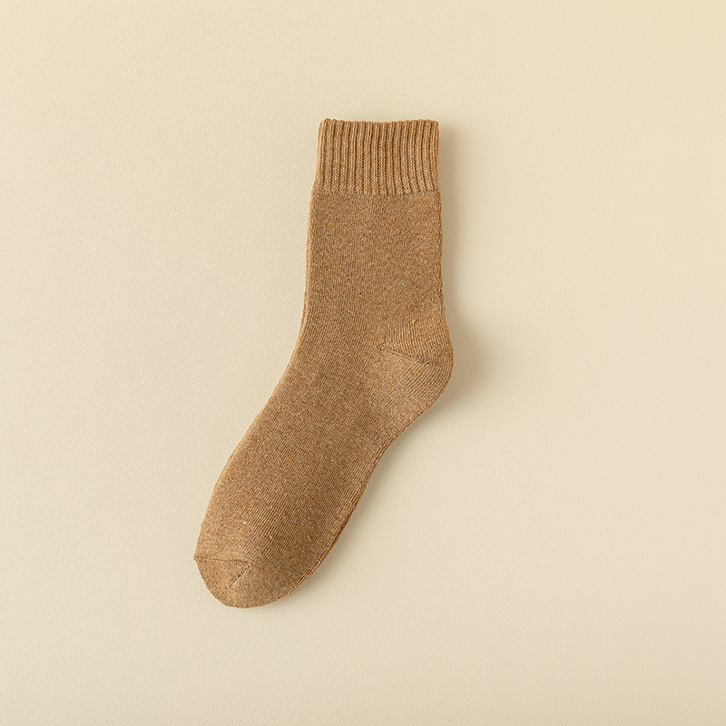 Medias de mujer medias de invierno forradas de lana gruesa calcetines de media pantorrilla calcetines de piso de mujer tubo alto Terry calcetines Otoño e Invierno