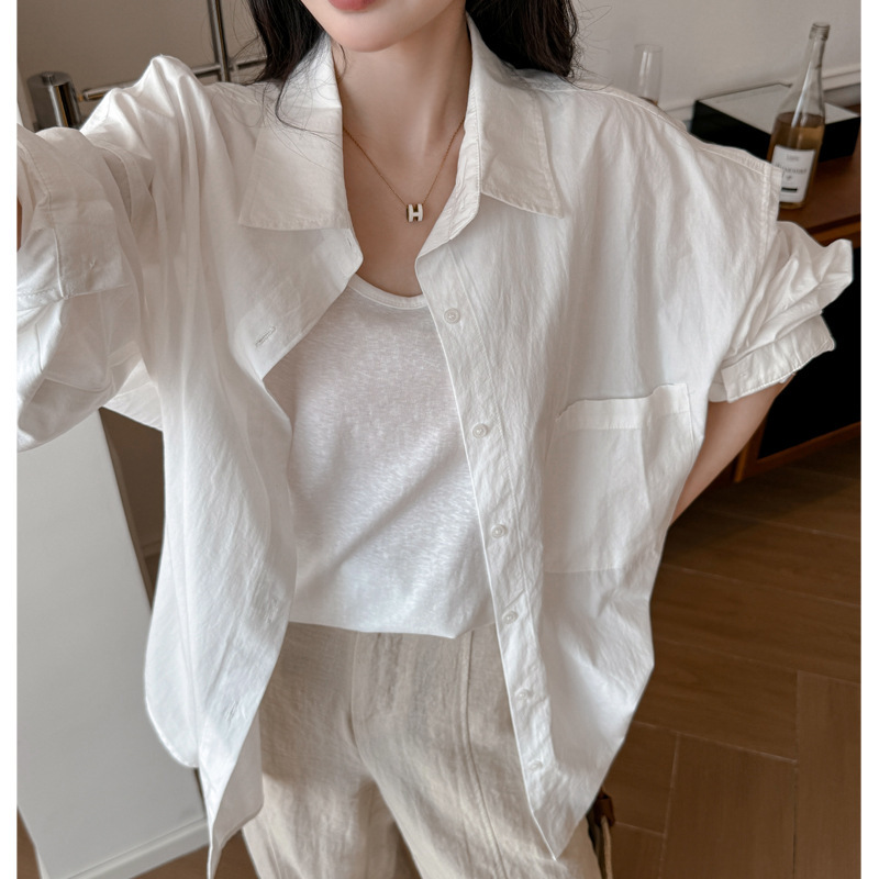 White Shirt for Women, Loose and Lazy Style, High-End, Light Luxury, Age-Reducing, Stylish, 2026 Summer Long-Sleeved Sun Protection Shirt White Shirt for Women, Loose and Lazy Style, High-End, Light Luxury, Age-Reducing, Stylish, 2026 Summer Long-Sleeved Sun Protection Shirt