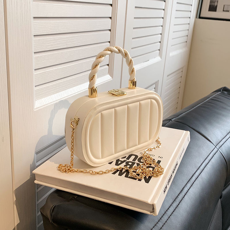 Bolso de mano tejido de patrón vertical con textura popular transfronteriza para mujer 2023 bolso de caja cuadrada pequeña con cadena de mensajero de un solo hombro