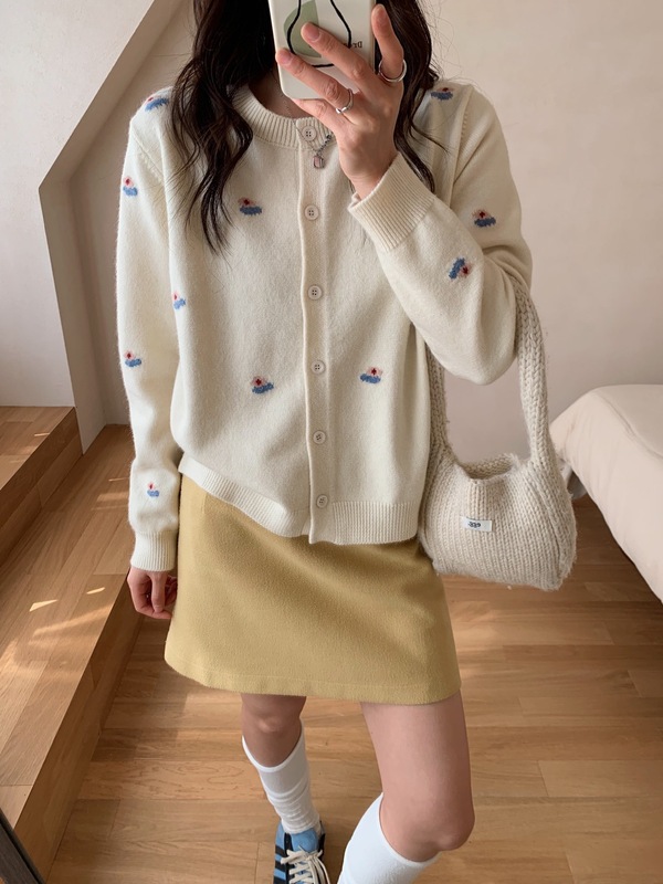 秋日琥珀流光系复古氛围感穿搭开衫毛衣女25款提花细针织外套ZDJ8|undefined