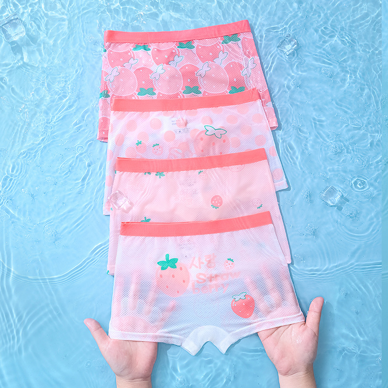 Wholesale Children's Underwear for Girls, Summer Thin Ice Silk Mesh Breathable Boxer Briefs for Girls, Seamless for Older Children