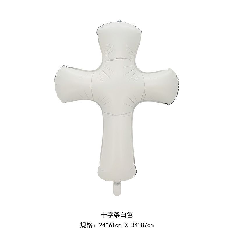 Ángel bebés bautismo globo cruces palomas blancas globo hombre niñas decoración de género tema globo de aluminio
