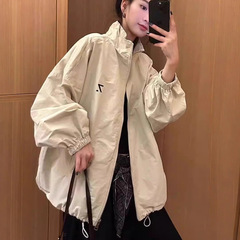 韩系2025秋季新款时尚休闲宽松大版显瘦立领拉链外套夹克上衣女潮