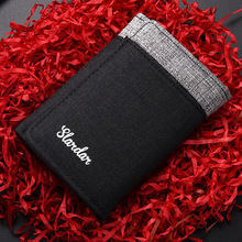 2025新款帆布钱包男短款潮牌多卡位皮夹复古时尚韩版三折小钱夹潮