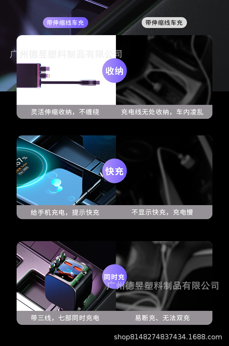 Premium Car-Mounted Starry Sky Atmosphere Super Fast Charging Phone Charger, Retractable Car Cigarette Lighter, Universal for Apple and Android