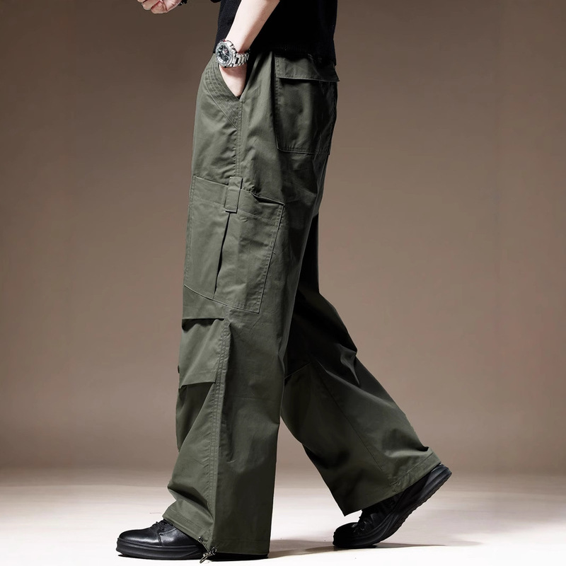 European High-End American Retro Assault Paratrooper Pants Men's Spring and Autumn Loose Straight Large Size Cargo Casual Pants Men