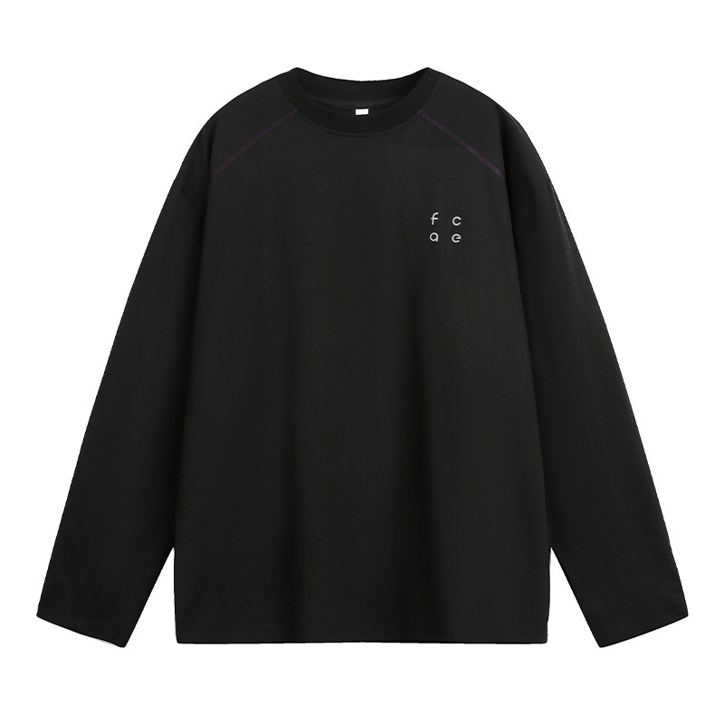 Monochrome Man- Sun Protection Breathable Sports Long T-Shirt For Men, Autumn Style, Color Block Stitching, Trendy Loose Fit Raglan_viptrois.com