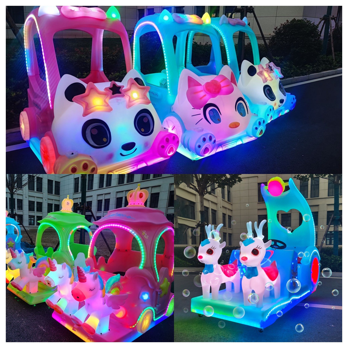 Carruaje de doble caballo cuadrado eléctrico luminoso coche de juguete parque de juegos coche de juguete avanzado coche de juegos para niños interiores