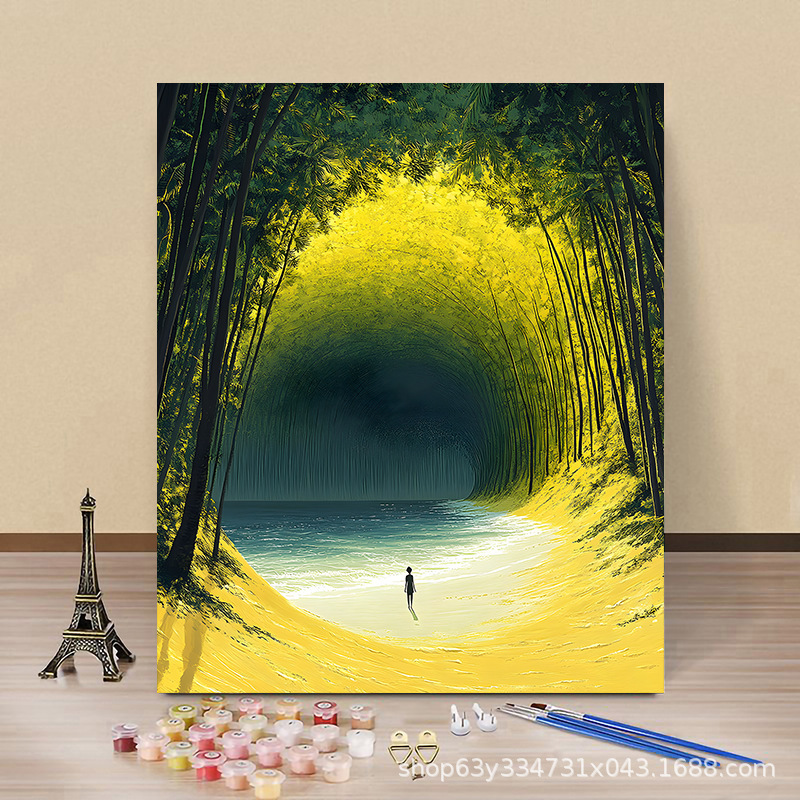 宮崎駿系風景デジタル油絵diy手作り色高顔値ins風客間装飾画|undefined