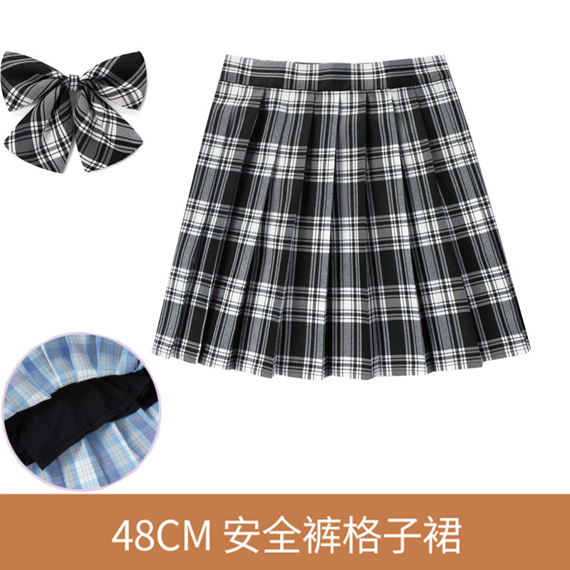 48CM现货内衬安全裤制服格子学院日系百褶班服校服学生短半身女裙|undefined