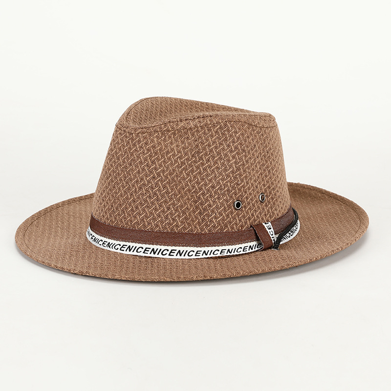 Sombrero de copa de primavera y verano de lino nueva moda casual protección solar al aire libre sombrero de sol a prueba de viento cuerda vacaciones sombrero transpirable al por mayor