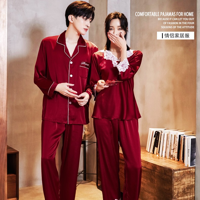 Zodiac Year Couple High-End Silk Pajamas, Satin Breathable Home Clothes, Bridesmaid Dresses, Red Wedding Souvenirs