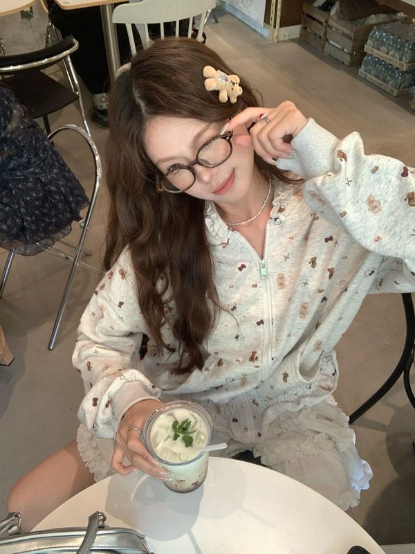 工厂现货现发 设计感满印连帽长袖卫衣女百搭宽松显瘦休闲上衣|undefined