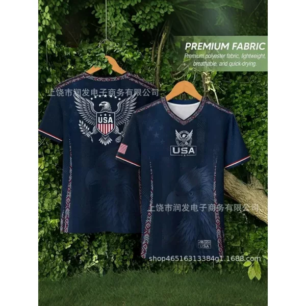 Usa American Flag Eagle Print Short-Sleeved T-Shirt for Men and Women, Summer Quick-Drying Breathable Sports Casual Top
