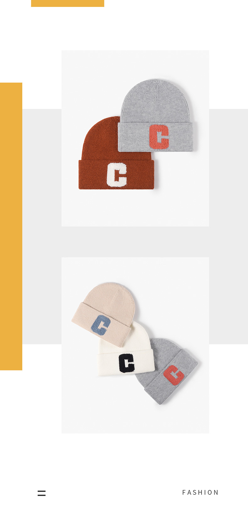 Autumn and Winter Women's Alphabet Towel Embroidered Warm Brimless Wool Hat Fashionable Outdoor Thickened Ear Protector Knitted Hat_voghion.com