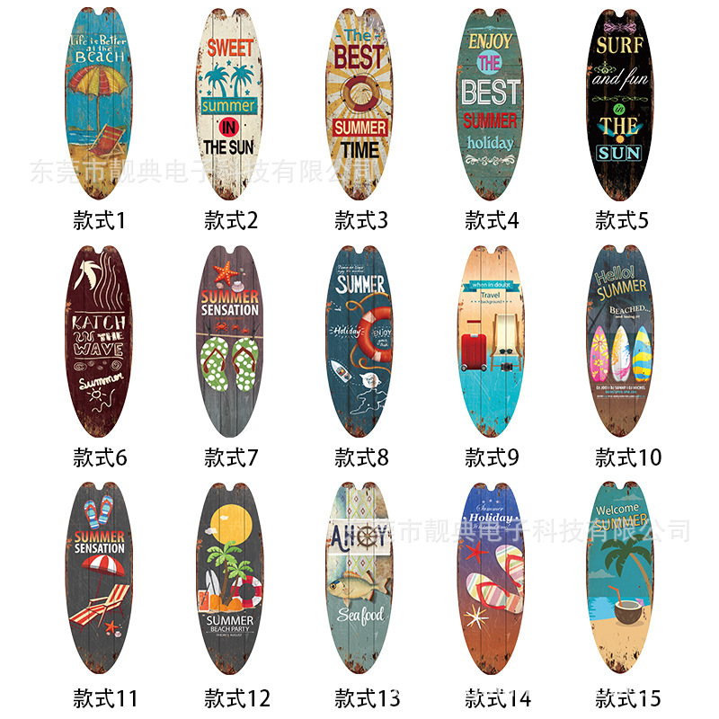 Summer Surfboard Pendant Surfboard Wooden Sign Ocean Theme Leisure Decoration Bar Home Wall Decoration Wooden Sign