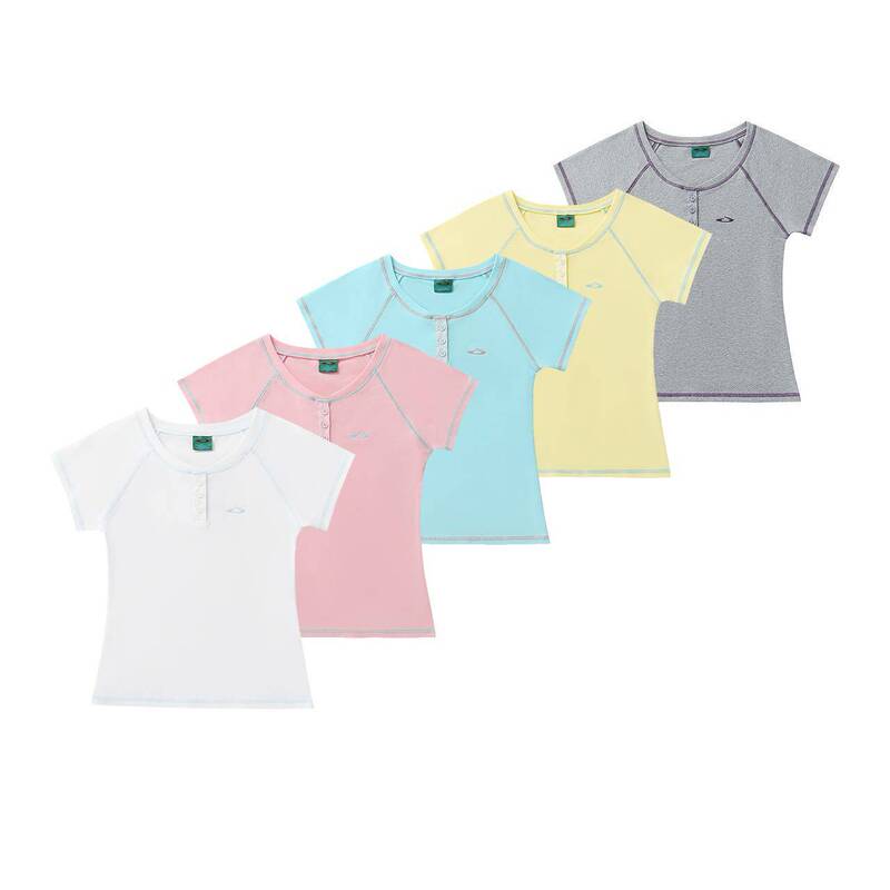 【Minimalist Line Design】Summer Women's Slim Fit Waist-Cinching Sporty Retro Regular Shoulder Henley Collar Short Sleeve T-Shirt Top 【Minimalist Line Design】Summer Women's Slim Fit Waist-Cinching Sporty Retro Regular Shoulder Henley Collar Short Sleeve T-Shirt Top