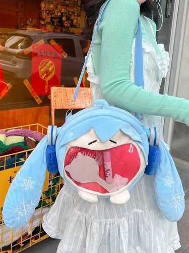 2D Cute Girl Pain Pack Hatsune Miku Large Capacity Plush Bag Student Soft Girl Cross-Shoulder Bag