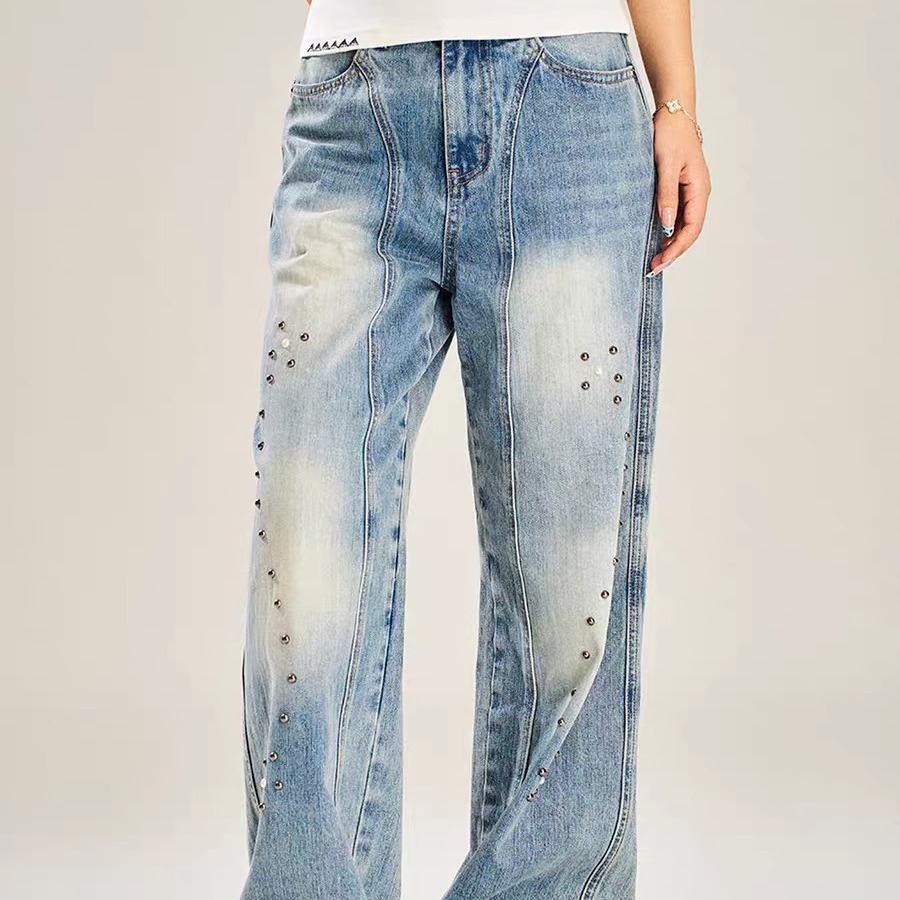 Men's Stylish Minimalist Harajuku Style Trendy Jeans Relaxed Artistic American Vibe_mkmklike.com