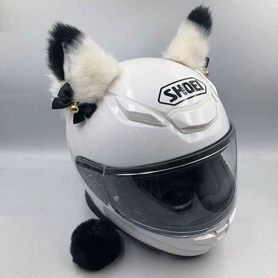 Motosiklet dəbilqələri – Scooters, Kuromi Headwear, Helmet - white-ears-black-pointed-bell-ears-tail