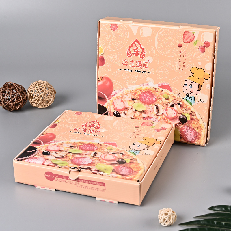 一次性PIZZA牛皮纸披萨盒定 制logo西饼盒比萨外卖打包盒定 做