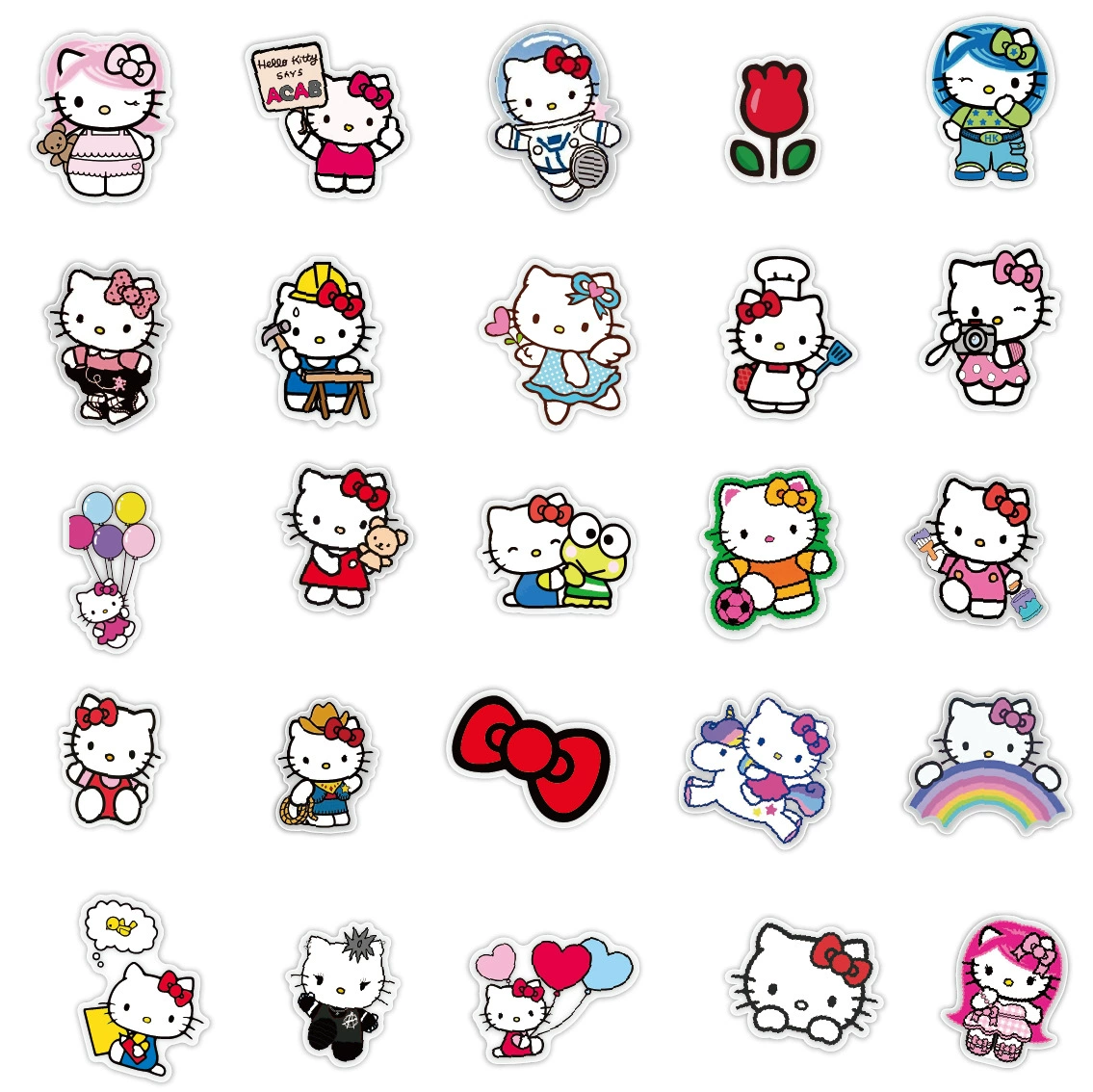 Наклейки (Hello Kitty) милые мультяшные стикеры для чемодана и ноутбука, водостойкий винил, наборы