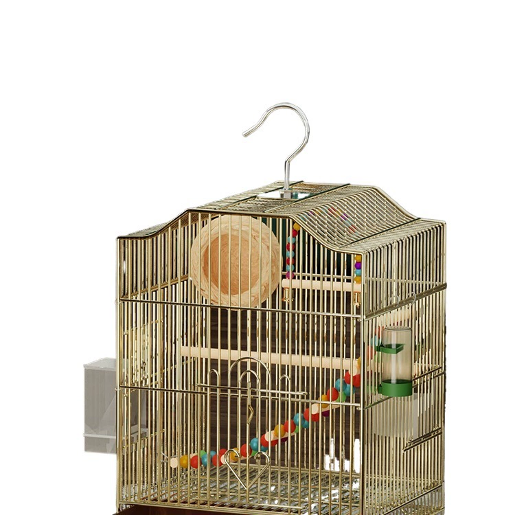 Bird Cage Parrot Cage New Large Tiger Skin Embroidered Eyes Peony Black Phoenix Myna Full Set Villa Iron Parrot Cage Silk Flower