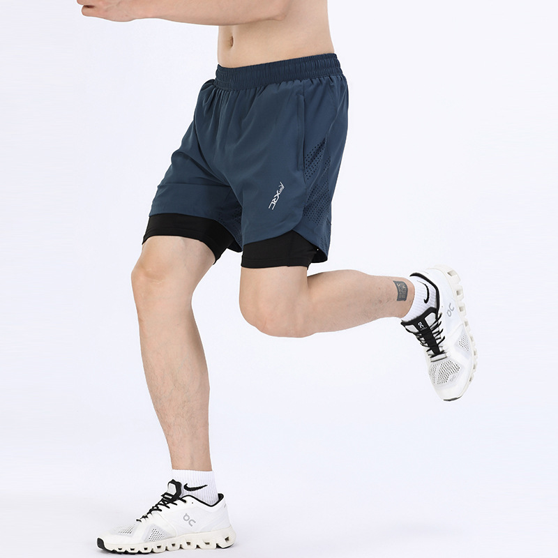 2022 nuevos pantalones cortos deportivos para hombres que corren quinto pantalones de entrenamiento de secado rápido fitness pantalones cortos deportivos falsos de dos piezas para hombres