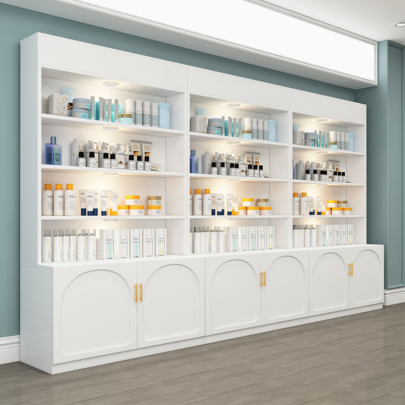 化妆品展示柜柜子陈列柜美甲店货架展柜货柜欧式美容院产品展示架