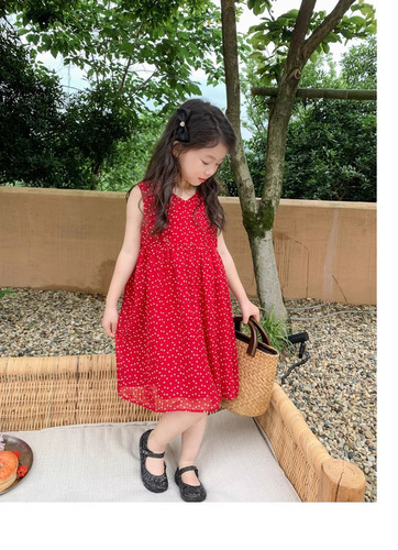 Girls dress summer new style girls retro vest dress chiffon skirt for children and middle-aged children dropshipping