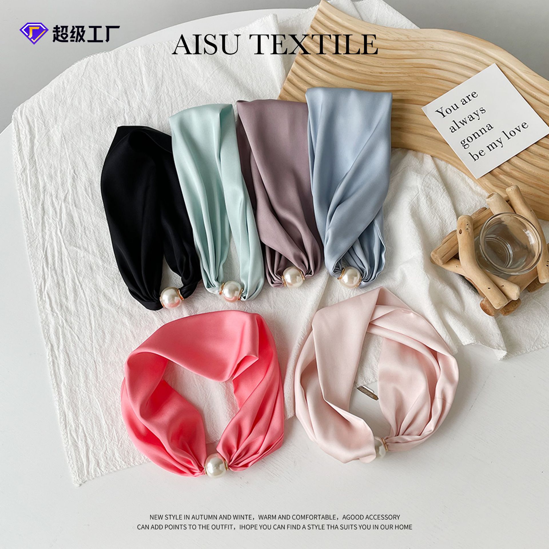 Primavera y verano de seda femenina bufandas nicho de alto nivel collar de hebilla de succión magnética dopamina con poliéster impresa bufandas pequeñas