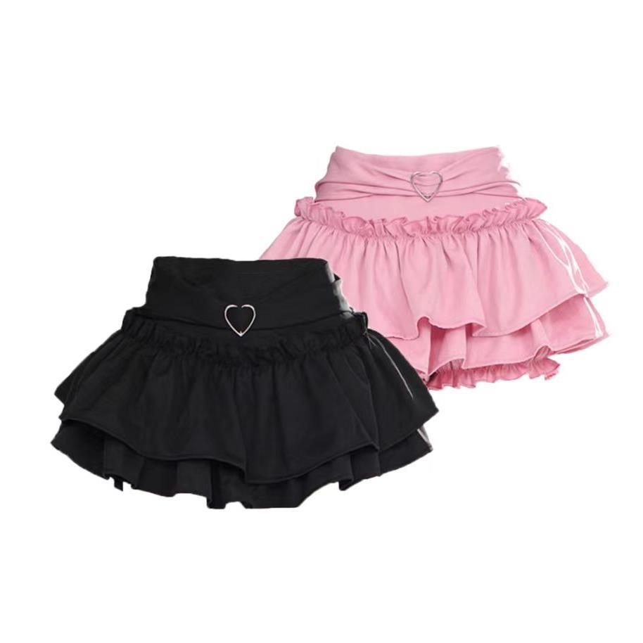 Pink Skirt Women's Summer 2024 New A- line Ponte Skirt Slim-fit Slimming Cake Skirt Skirt Pleated Skirt