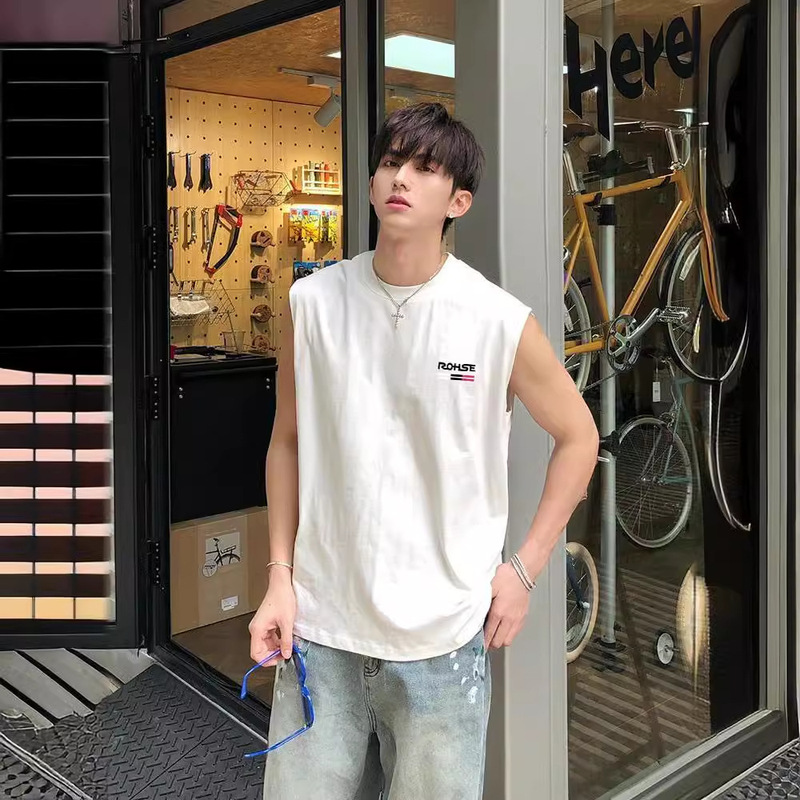 Sleeveless T-shirt New Summer Fashion Couples All-match Trendy Sleeveless T-shirt Men's Vest Loose Breathable Waistcoat T-shirt