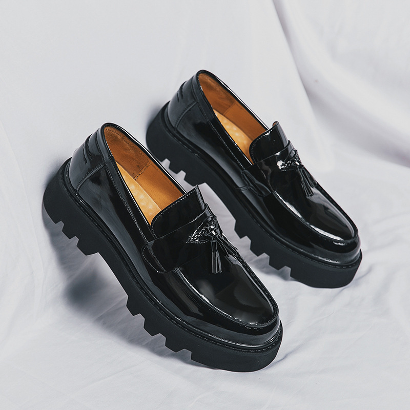 2024 cuatro temporadas zapatos de hombre zapatos de cuero transfronterizos zapatos de moda para hombres muffin zapatos de suela gruesa aumento de bordas zapatos de negocios image 3